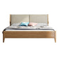 Wood and Upholstered Sleigh Bed Contemporary Rubberwood Standard Bed with Headboard