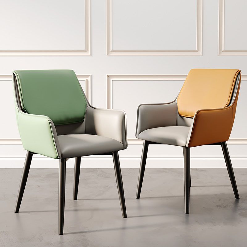 Modern Design Faux Leather Side Chair Arm Solid Back Side Chairs Clearhalo 'Dining Chairs' 'Dining Tables & Seating' 'dining_chair' 'furn' 'furn_dining_chair' 'Furniture' 'furniture_dining_chair' 'Kitchen & Dining Furniture' 1200x1200_caa3aa84-18e9-4755-bd7a-fafe7e02e3bb