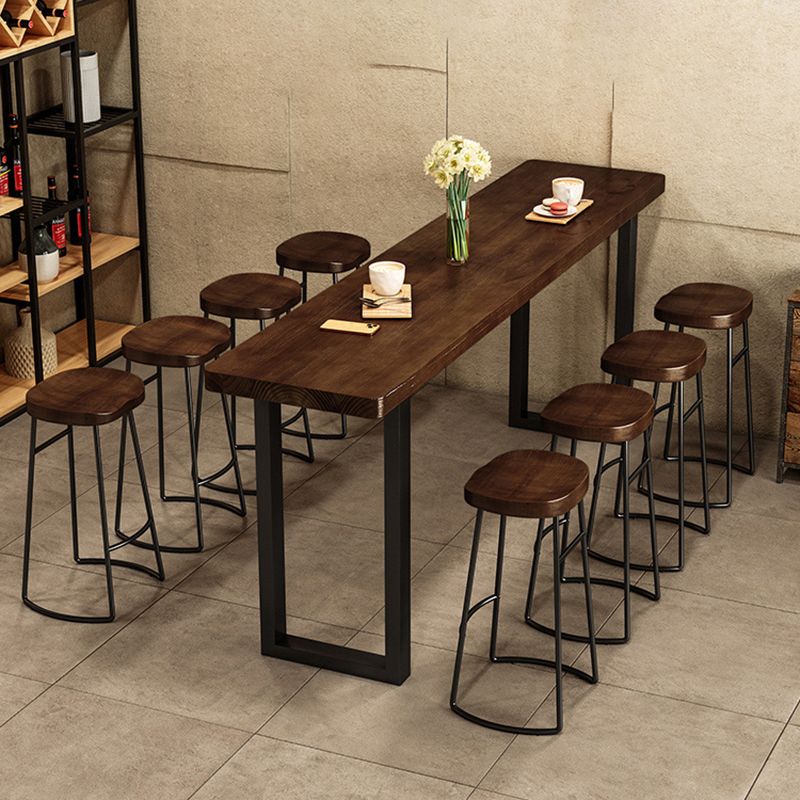 Rectangle Pine Wood Pub Table with Metal Frame for Living Room Clearhalo 'Bar Furniture' 'Bar Tables' 'bar_tables' 'furn' 'furn_bar_tables' 'Furniture' 'Kitchen & Dining Furniture' 1200x1200_caa480ae-17a7-4dec-b4b0-6ec312d99b4f