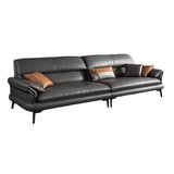 Leather Sofa in Gray Pillow Top Arm Cushions Modern Sofa for Living Room Clearhalo 'furn' 'furn_sectionals' 'Furniture' 'furniture_sectionals' 'kitchen' 'kitchen_sectionals' 'Living Room Furniture' 'Sectionals' 1200x1200_caa60a6b-af6a-4675-9316-af4d48b85be4