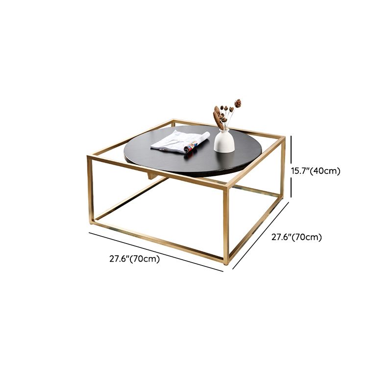 Couchtisch mit Metallgestell, runder Cocktailtisch aus massivem Holz in Schwarz