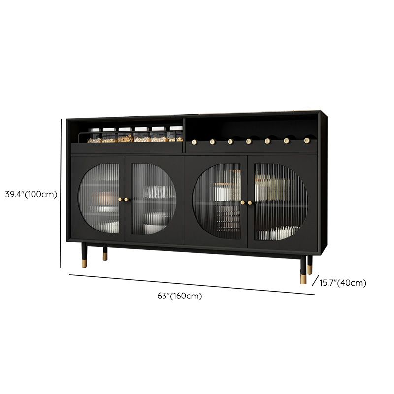 Schwarzes Sideboard aus Holz mit Tür, modernes, minimalistisches Wohnzimmer-Buffet-Sideboard