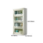 Urban Oak Wood Standard Bookcase White Vertical Bookshelf with Glass Doors