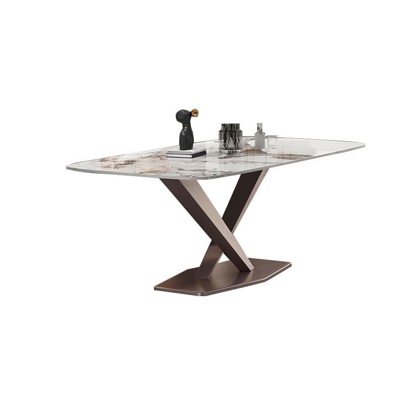 Luxury Sintered Stone Dining Table Rectangle Table with Gold Metal Pedestal Base Clearhalo ' dining_table' 'Dining Tables & Seating' 'Dining Tables' 'furn' 'furn_dining_table' 'Furniture' 'furniture_dining_table' 'Kitchen & Dining Furniture' 'kitchen&dining_furn' 'kitchen' 'kitchen_dining_table' 1200x1200_caa8f5a4-09dc-4a74-acb2-f96849931e08