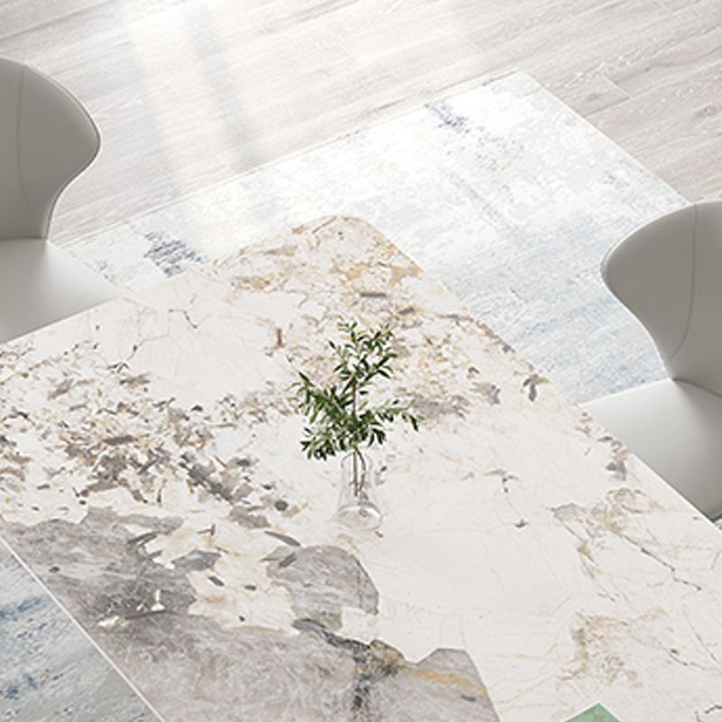 Rectangle Pedestal Table Traditional Luxury Dining Table Stainless Steel Base for Home