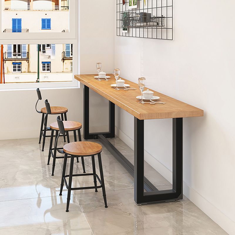 Industrial Trestle Base Dining Table Metal and Wood Dining Table Clearhalo 'Dining Tables & Seating' 'Dining Tables' 'dining_table' 'furn' 'furn_dining_table' 'Furniture' 'Kitchen & Dining Furniture' 1200x1200_caaa9bd1-60ab-44c5-9913-1c2c75d2361e