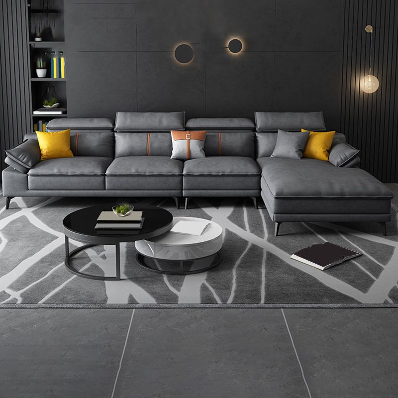 Grey Modern Adjustable Sofa & Chaise Pillow Top Arm Sectional Clearhalo 'furn' 'furn_sectionals' 'Furniture' 'Living Room Furniture' 'Sectionals' 1200x1200_caab0628-22e1-40f9-8dda-2c884f40cf49