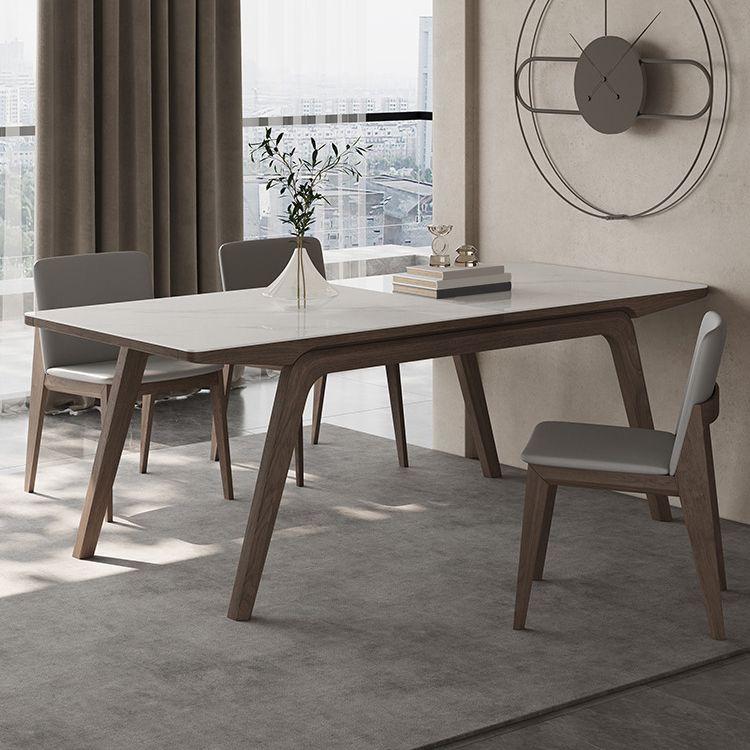 Modern Rectangle Dining Table Sintered Stone Table with Wooden Legs Clearhalo 'Dining Tables & Seating' 'Dining Tables' 'dining_table' 'furn' 'furn_dining_table' 'Furniture' 'Kitchen & Dining Furniture' 1200x1200_caab4a1d-fafa-40f0-b8a5-df38460c5304