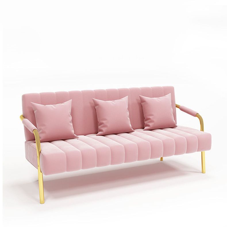 Contemporary Glam Sofa with Sewn Pillow Back and Golden Legs for Apartment Clearhalo 'Furniture' 'furniture_sofas' 'kitchen' 'kitchen_sofas' 'Living Room Furniture' 'Sofa' 'sofas' 1200x1200_caabc24d-b1ee-4477-a116-e0f9a555bd9a