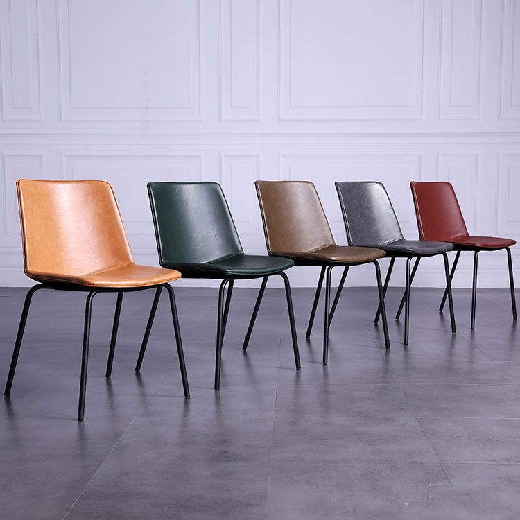 Contemporary Hotel Solid Back Side Chair Leather Matte Finish Dining Chair Clearhalo ' kitchen&dining_furn' 'Dining Chairs' 'Dining Tables & Seating' 'dining_chair' 'furn' 'furn_dining_chair' 'Furniture' 'furniture_dining_chair' 'Kitchen & Dining Furniture' 'kitchen' 1200x1200_caac948f-c368-4129-96c3-6c0cd5835f8c