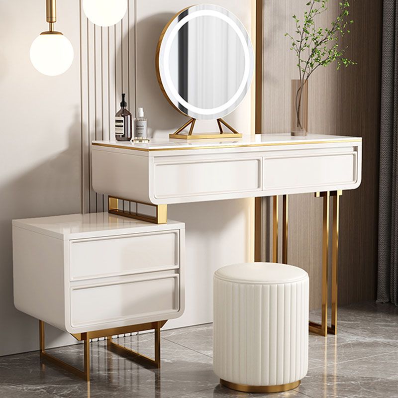 White/Grey Vanity Wood Makeup Dressing Table Stone Top Dresser