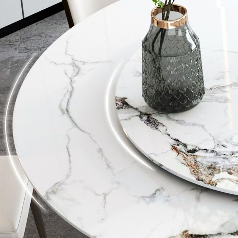 Glam Sintered Stone Dining Table Round Dinner Room Table for Dining Room Clearhalo 'Dining Tables & Seating' 'Dining Tables' 'dining_table' 'furn' 'furn_dining_table' 'Furniture' 'furniture_dining_table' 'Kitchen & Dining Furniture' 'kitchen' 'kitchen_dining_table' 1200x1200_caaddef9-2315-46d7-ad42-e79a45be74dd