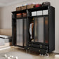 Industrial Pine Wood Wardrobe Cabinet 2-Doors Wardrobe in Black