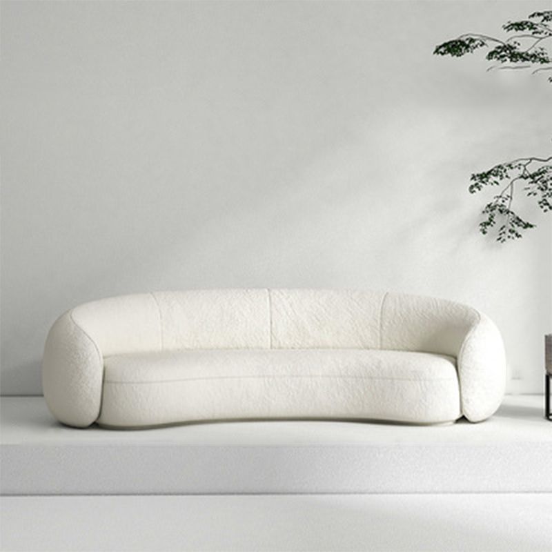 Contemporary Curved Wool Sofa Sloped Armed Sofa in White of 27.56" H Clearhalo 'furn' 'furn_sofas' 'Furniture' 'Living Room Furniture' 'Sofa' 'sofas' 1200x1200_cab00ac6-4f0d-4c56-9229-fc3c6f8eb835