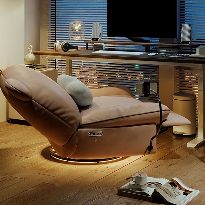 Sedia da club in pelle vera scandinaviana reclinabile in casa