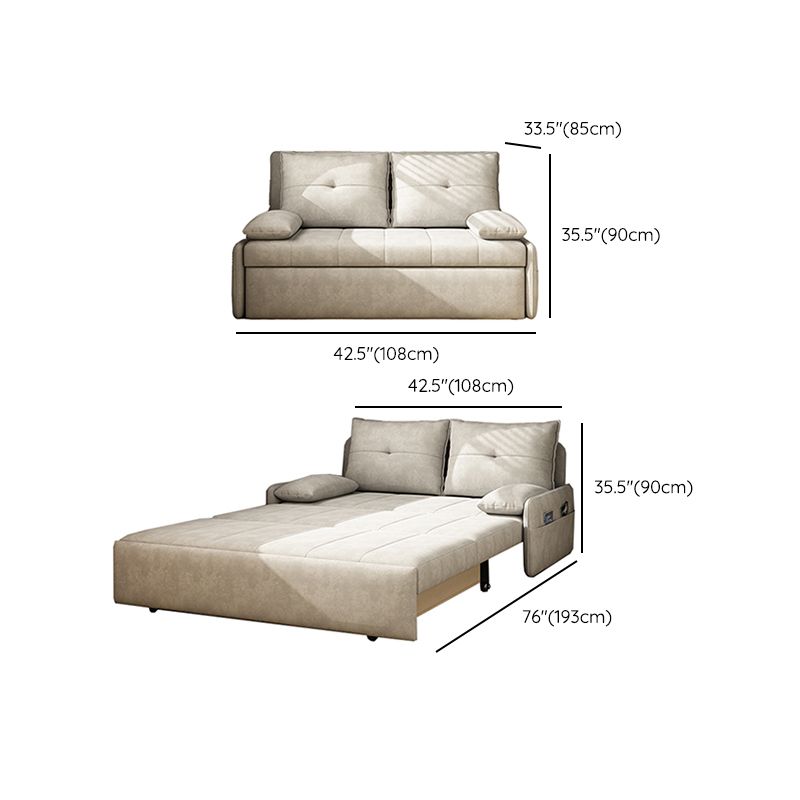 Microfiber Sofa Bed 33.46" Wide Armless Sofa Bed in Light Khaki