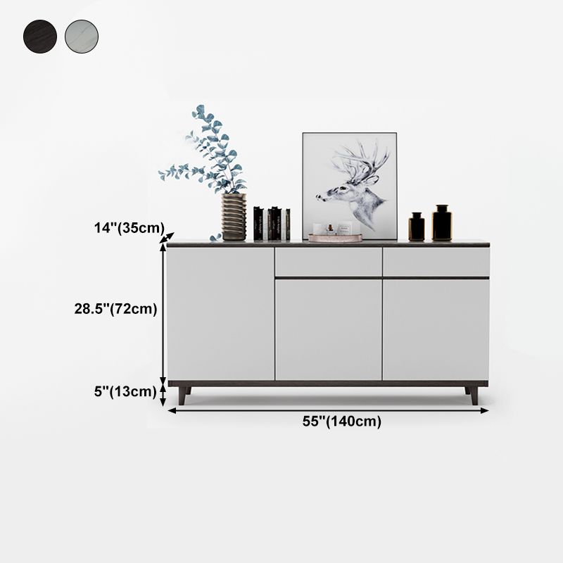 2 Drawers Wood Doors Sideboard Modern 33.5" High Side Board for Kitchen Clearhalo 'buffet_sideboard' 'Buffets & Sideboards' 'Furniture' 'furniture_buffet_sideboard' 'Kitchen & Dining Furniture' 1200x1200_cab4c391-6d48-4107-8fd3-e19a4f0cceaf