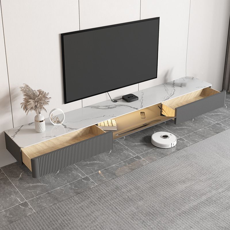 Soporte de TV moderno, almacenamiento cerrado, consola multimedia de TV montada en la pared con cajones
