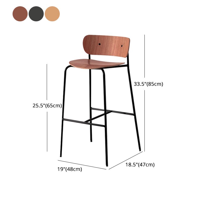Low Back Metal Indoor Barstool Industrial Black Tall Stool with Wood Seat 1 Piece Clearhalo 'Bar Furniture' 'Bar Stools' 'bar_stools' 'furniture_bar_stools' 'Kitchen & Dining Furniture' 'kitchen&dining_furn' 'kitchen' 'kitchen_furn' Furniture' 1200x1200_cab74058-d819-4e37-941f-6dadc127932f