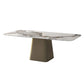 Rectangle Stone Dining Table Contemporary Dining Table with Pedestal Base Clearhalo 'Dining Tables & Seating' 'Dining Tables' 'dining_table' 'furn' 'furn_dining_table' 'Furniture' 'furniture_dining_table' 'Kitchen & Dining Furniture' 'kitchen' 'kitchen_dining_table' 1200x1200_cab76948-f40e-4403-9305-1c089f5db9e0