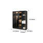 Black Glass Wardrobe Armoire Modern Style Wardrobe for Bedroom