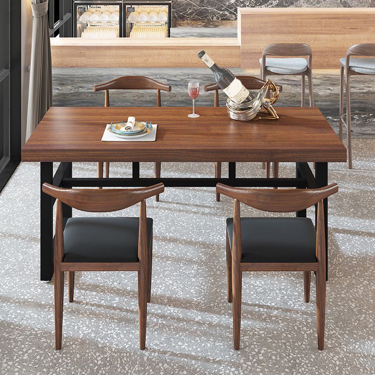 Industrial Rectangle Dining Table Wooden Table with Metal Base for Home Use Clearhalo 'Dining Tables & Seating' 'Dining Tables' 'dining_table' 'furn' 'furn_dining_table' 'Furniture' 'Kitchen & Dining Furniture' 1200x1200_cab8db78-68bc-47db-89c1-5ab1b54cd658