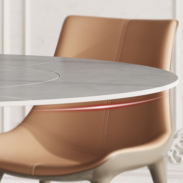 Grauer runder Esstischstein Tisch Esstisch mit Sockel