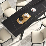 Set da tavolo in pietra nera per casa 1/2/5/6/7 pezzi Dinette moderna