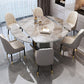 5/7 Pcs Contemporary Stone Round Shape Dinette Table with Upholstered Chair Clearhalo 'Dining Room Sets' 'Dining Tables & Seating' 'dining_room_set' 'furn' 'furn_dining_room_set' 'Furniture' 'Kitchen & Dining Furniture' 1200x1200_cabdbeb6-7a70-4276-ac33-0b31afd8ce88