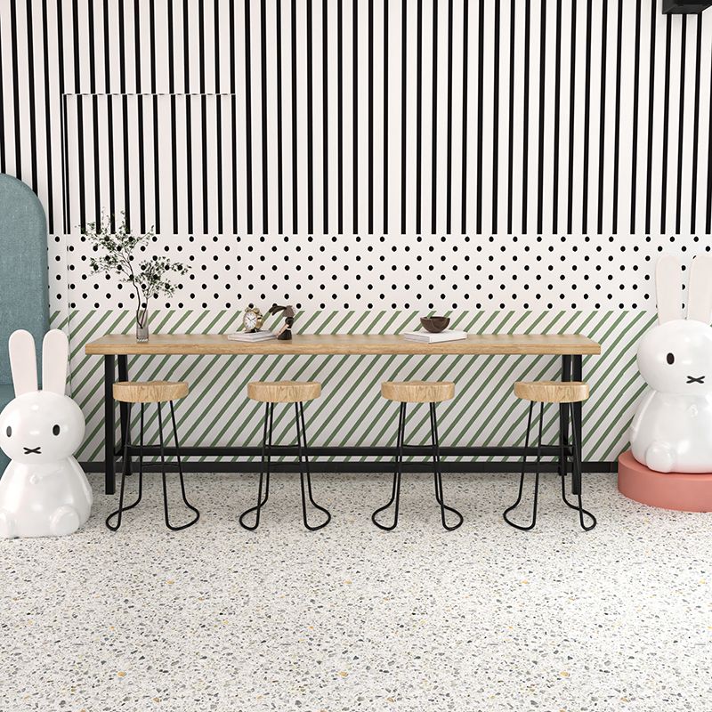 Rectangle industriel en bois massif top table ensemble 1/5/9 Pièces Table de comptoir avec tabourets