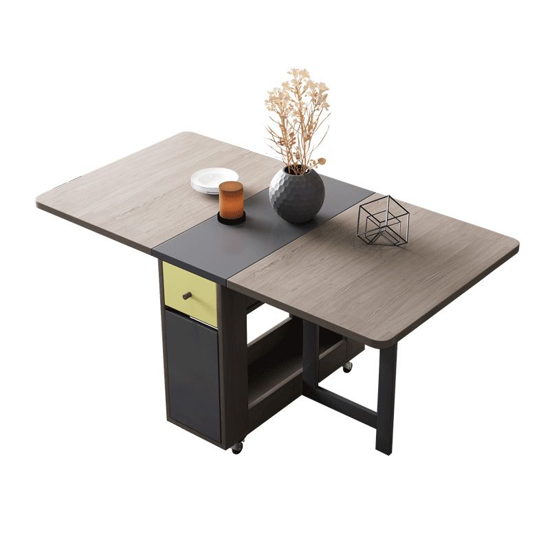 Mid-Century Modern Dining Table Rectangle Drop-Leaf 59" Dining Table(only table) Clearhalo ' dining_table' 'Dining Tables & Seating' 'Dining Tables' 'furn' 'furn_dining_table' 'Furniture' 'furniture_dining_table' 'Kitchen & Dining Furniture' 'kitchen&dining_furn' 'kitchen' 'kitchen_dining_table' 1200x1200_cac206c6-58e8-4523-9540-0996b06dc077