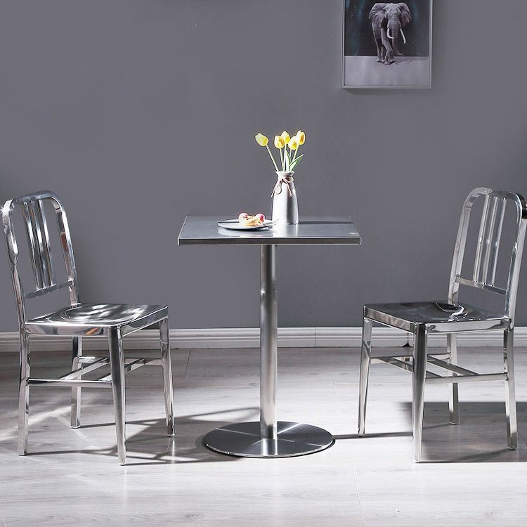 Industrial Style Stainless Steel Dining Table Square Table for Dinning Room Clearhalo ' dining_table' 'Dining Tables & Seating' 'Dining Tables' 'furn' 'furn_dining_table' 'Furniture' 'furniture_dining_table' 'Kitchen & Dining Furniture' 'kitchen&dining_furn' 'kitchen' 'kitchen_dining_table' 1200x1200_cac34470-d3b9-43a2-97b7-63f2613e7eca