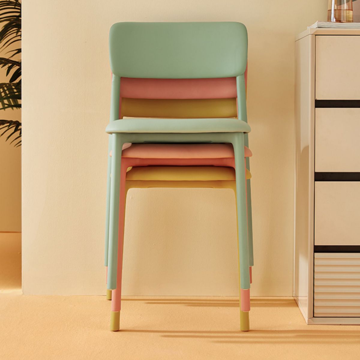 Sedie da pranzo moderne senza braccio sedie da pranzo in plastica aperta per sala da pranzo