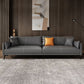 Stationary Storage Stain Resistant Genuine Leather Square Arm Dark Gray Sofa