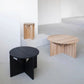 Mesa de centro de madera maciza Mesa de centro o auxiliar redonda contemporánea en negro y natural