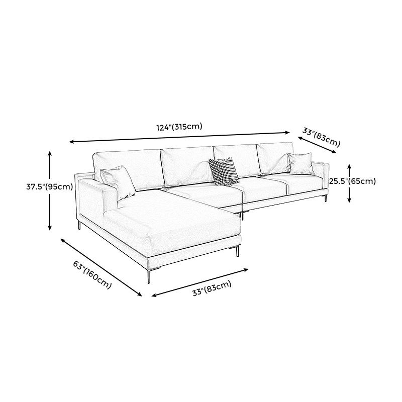 124.02"D x 62.99"W x 35.43"H Fabric Cushions Square Arm Sofa Clearhalo 'furn' 'furn_sectionals' 'Furniture' 'furniture_sectionals' 'kitchen' 'kitchen_sectionals' 'Living Room Furniture' 'Sectionals' 1200x1200_cac520b9-34fb-45e4-81c5-999007986919