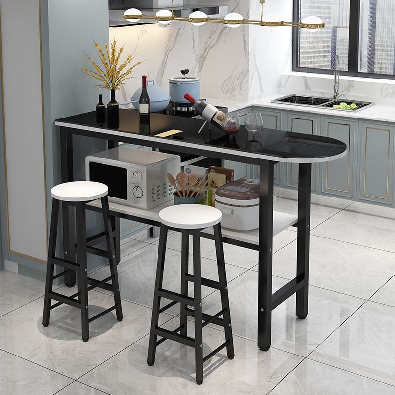 Modern Style Bar Table Set 3 Pieces Bar Table Set with Metal Base for Kitchen Clearhalo 'Bar Furniture' 'furn' 'furn_home_bar_bar_sets' 'Furniture' 'Home Bars & Bar Sets' 'home_bar_bar_sets' 'Kitchen & Dining Furniture' 1200x1200_cac566bd-db65-467a-8efd-0a9bd0643d96