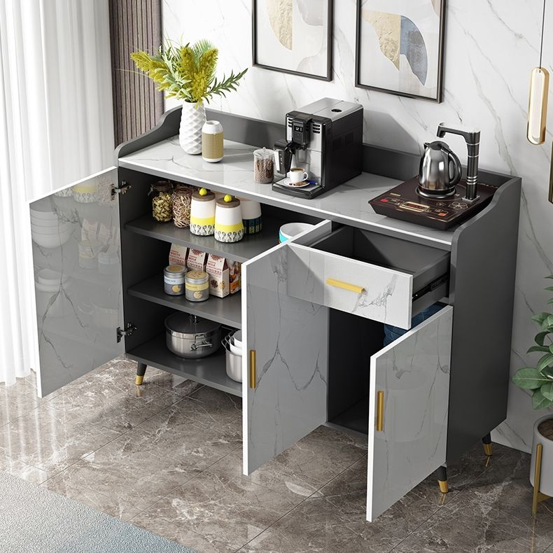 1-Drawer Engineered Wood Sideboard Glam Stone Countertop Credenza for Living Room Clearhalo 'buffet_sideboard' 'Buffets & Sideboards' 'furn' 'furn_buffet_sideboard' 'Furniture' 'furniture_buffet_sideboard' 'Kitchen & Dining Furniture' 1200x1200_cac5d22f-6ffa-430b-8b30-d05dd5b10006