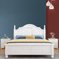 Cama estándar de madera sólida Cama blanca contemporánea con cabecera de panel