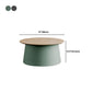 Contemporary Wooden Round Top Table Acrylic Pedestal End Table