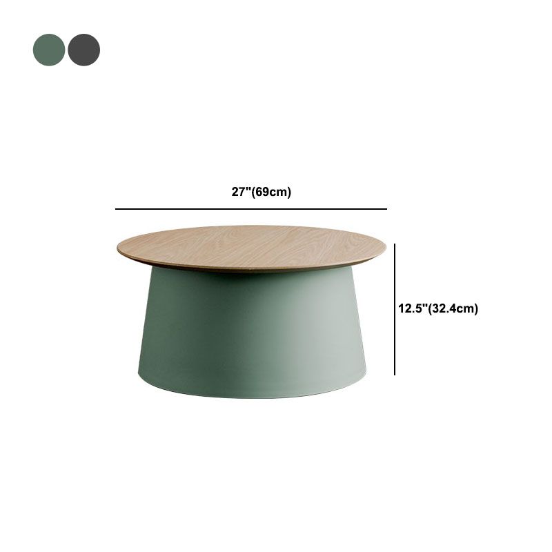 Contemporary Wooden Round Top Table Acrylic Pedestal End Table