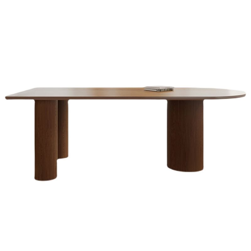 Free Form Pinewood Brown Tone Dining Table Simplicity 3 Legs Table for Dining Room Clearhalo ' dining_table' 'Dining Tables & Seating' 'Dining Tables' 'furn' 'furn_dining_table' 'Furniture' 'furniture_dining_table' 'Kitchen & Dining Furniture' 'kitchen&dining_furn' 'kitchen' 'kitchen_dining_table' 1200x1200_cac71681-2cf7-4b91-ac9c-1c72c9352c22