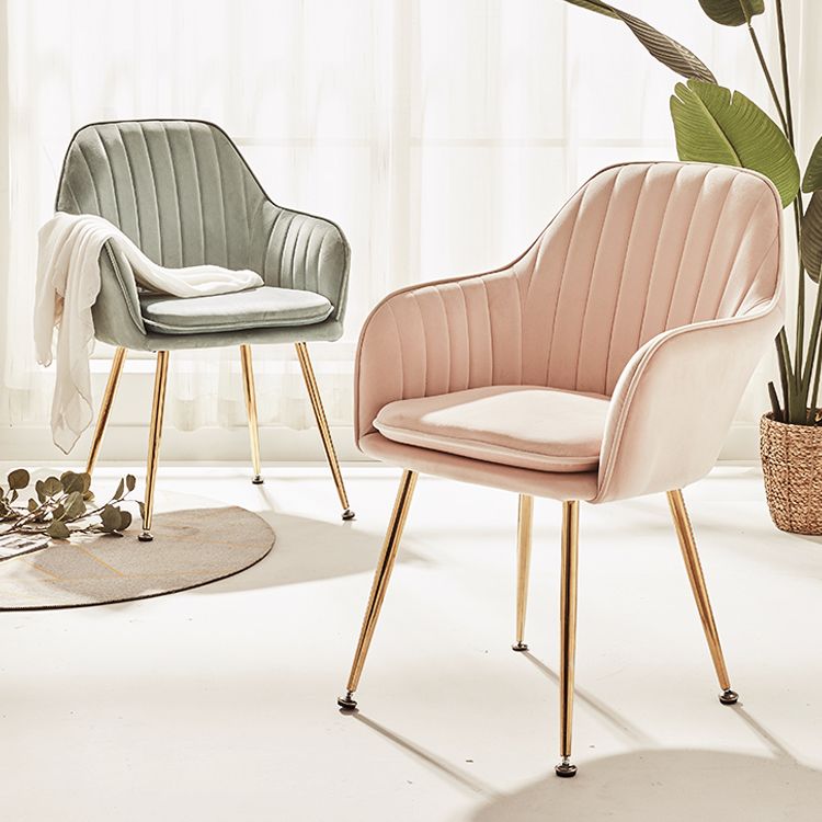 Scandinavian Bedroom Solid Back Arm Chair Velvet Matte Finish Dining Chair Clearhalo ' kitchen&dining_furn' 'Dining Chairs' 'Dining Tables & Seating' 'dining_chair' 'furn' 'furn_dining_chair' 'Furniture' 'furniture_dining_chair' 'Kitchen & Dining Furniture' 'kitchen' 1200x1200_cac7459f-19ad-4f22-ac97-67542e0d85a5