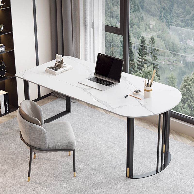 Scrivania da ufficio in pietra industriale da 29,53 pollici con gambe di ferro