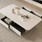 Rectangle Single Coffee Table Wood Cocktail Table with Storage Drawers