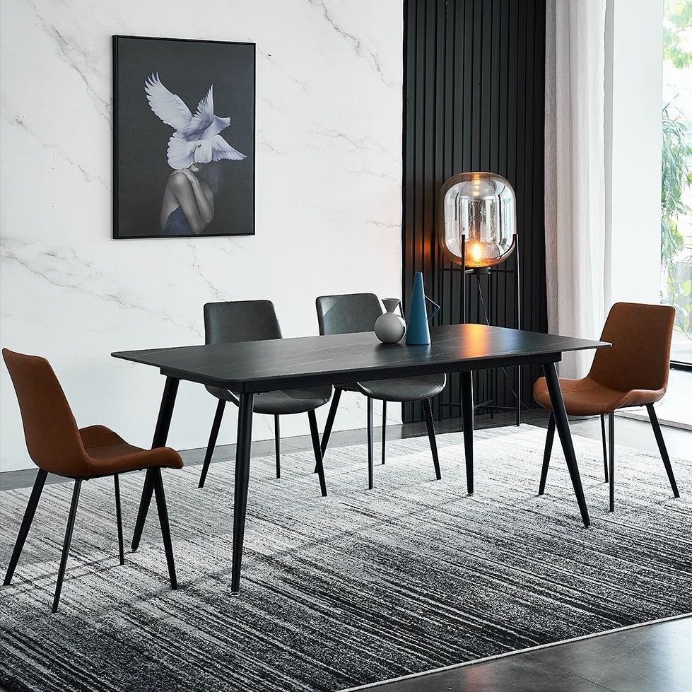 Contemporary Rectangle Dining Table Sintered Stone Table with 4 Legs for Home Kitchen Dinner Clearhalo ' dining_table' 'Dining Tables & Seating' 'Dining Tables' 'furn' 'furn_dining_table' 'Furniture' 'furniture_dining_table' 'Kitchen & Dining Furniture' 'kitchen&dining_furn' 'kitchen' 'kitchen_dining_table' 1200x1200_cac858fe-6af4-4908-83fb-f22b96d6afa9