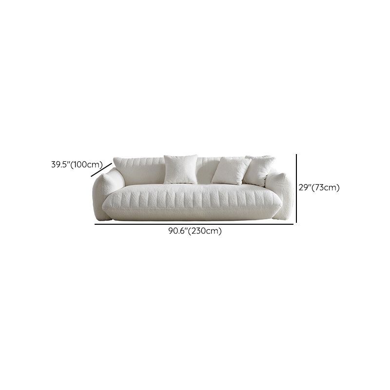 Modern 28.74" H Wool Recessed Arm Sofa in White for Living Room