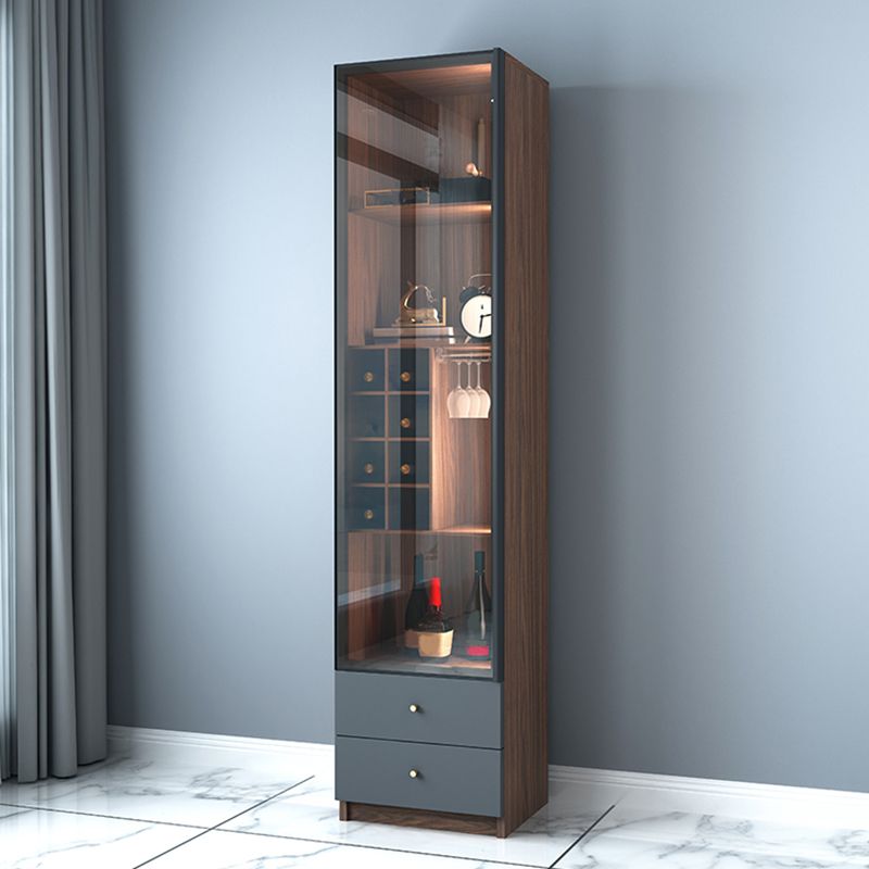 Scandinavian Faux Wood Storage Cabinet Black Glass Doors Display Cabinet for Bedroom Clearhalo 'Display & China Cabinets' 'display_china_cabinets' 'furn' 'furn_display_china_cabinets' 'Furniture' 'Kitchen & Dining Furniture' 1200x1200_cac94efd-ddcf-43c4-91e8-523367f58fc7