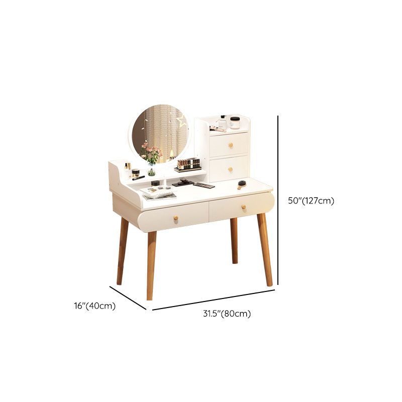 Contemporary White Vanity Dressing Table with Mirror in Solid Wood Clearhalo 'Bedroom Furniture' 'furn' 'furn_makeup_vanities' 'Furniture' 'Makeup Vanities' 'makeup_vanities' 1200x1200_cac9bc5e-eb42-471e-ac4b-f0027c37186c