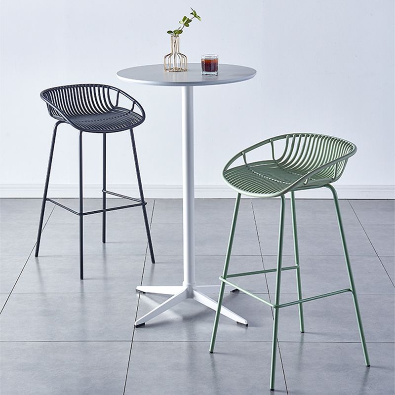 Nordic Backrest Counter Stool with Metal Base Plastic Armless Cafe Bar Chair with 4 Legs Clearhalo 'Bar Furniture' 'Bar Stools' 'bar_stools' 'furn' 'furn_bar_stools' 'Furniture' 'Kitchen & Dining Furniture' 1200x1200_cac9c963-5a7e-4ee0-a3ae-b9c0718074f4